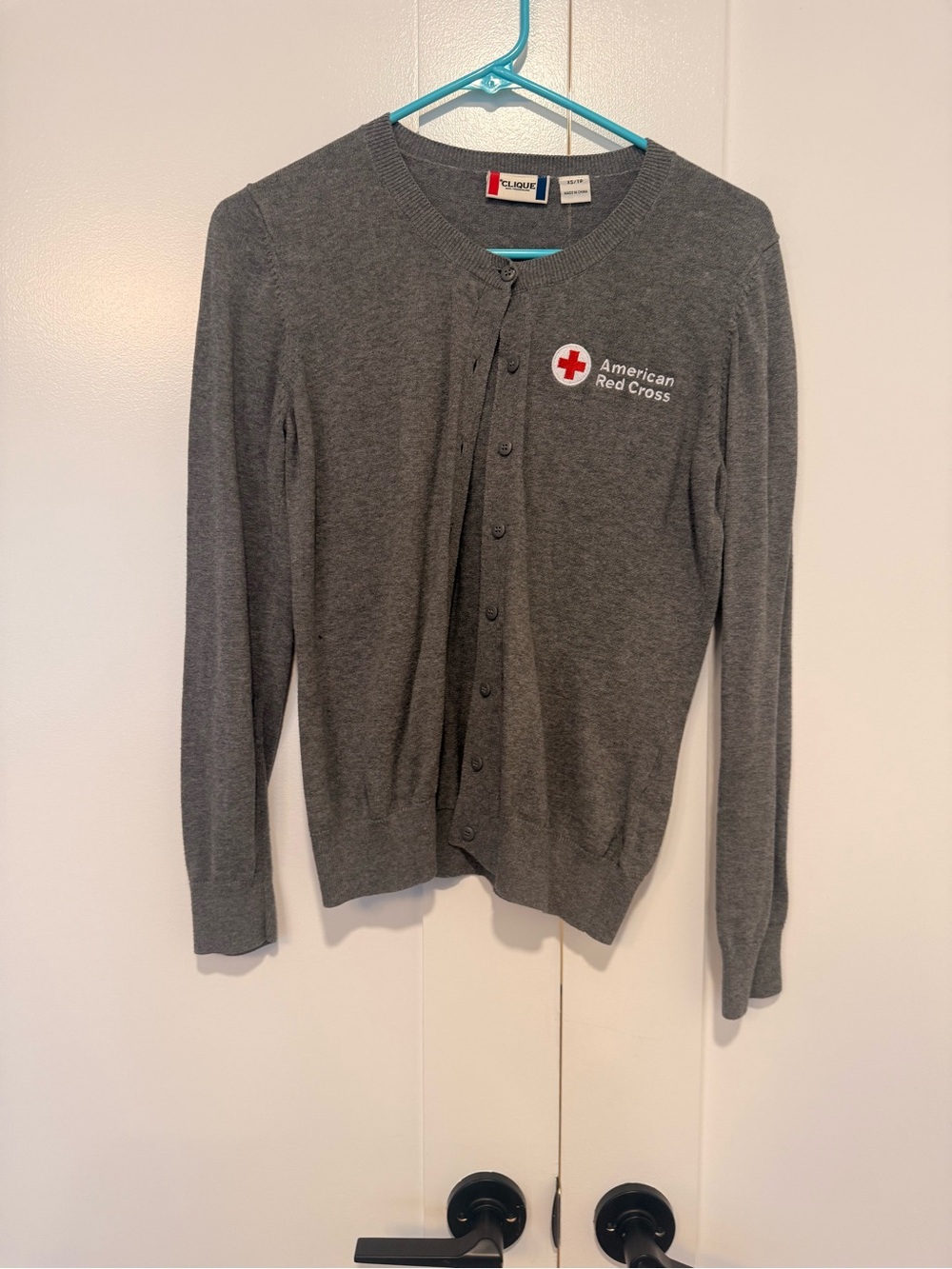 American Red Cross Gray Button Cardigan Sweater